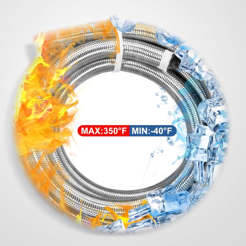 CarBole 10FT Stainless Steel Braided Fuel Line, 3/8" I.D. Diesel Hose Swap EFI PTFE with Fittings for Automotive Fuels Lubricants Coolants - Image 3